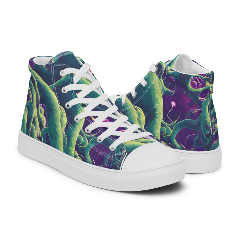 Viridian Flux on Men's High Top Canvas Shoes — Right