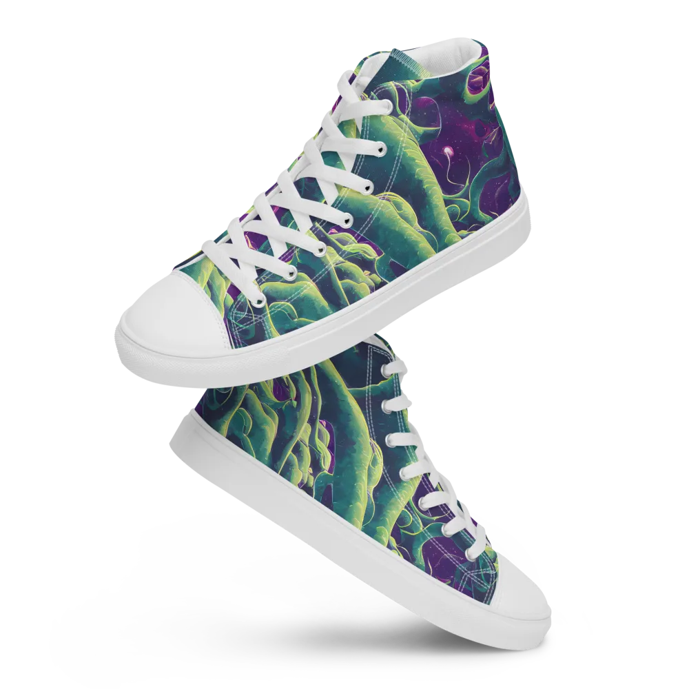 Viridian Flux on Men's High Top Canvas Shoes — Front