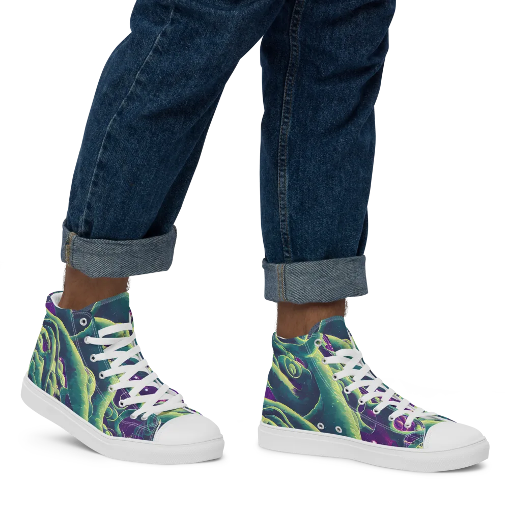 Viridian Flux on Men's High Top Canvas Shoes — Right