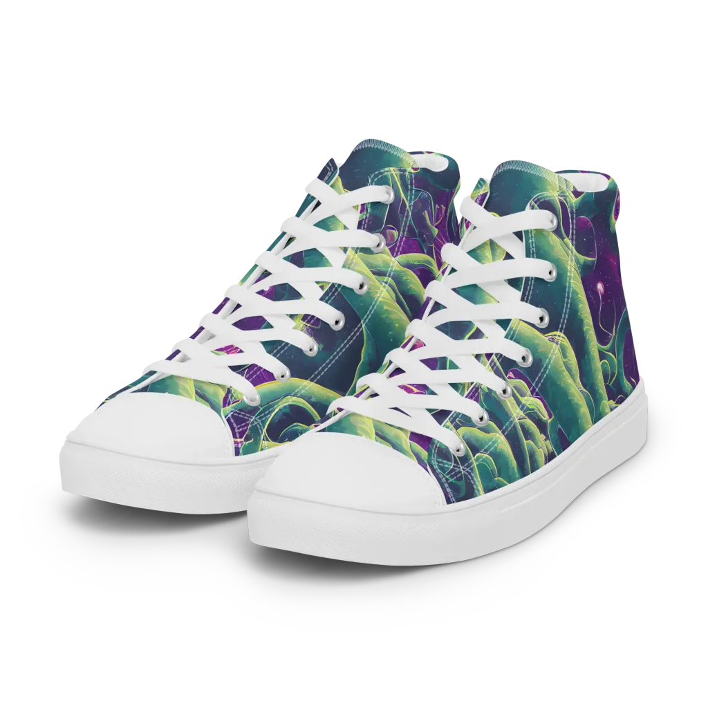 Viridian Flux on Women's High Top Canvas Shoes — Left Front