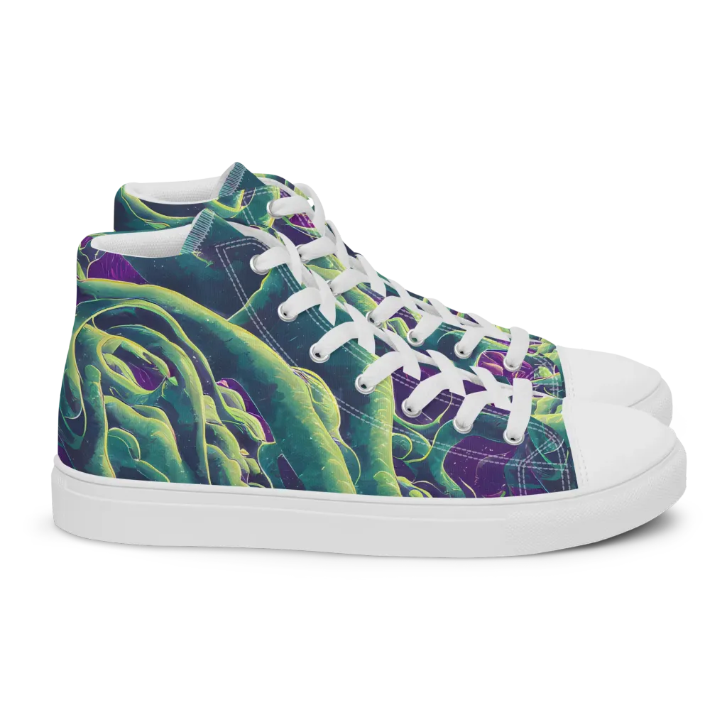 Viridian Flux on Women's High Top Canvas Shoes — Right