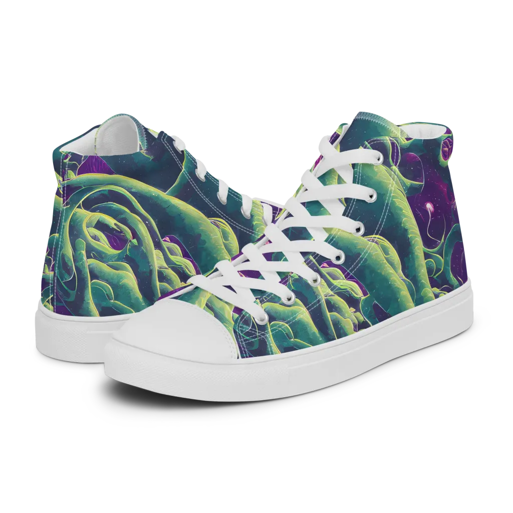 Viridian Flux on Women's High Top Canvas Shoes — Left