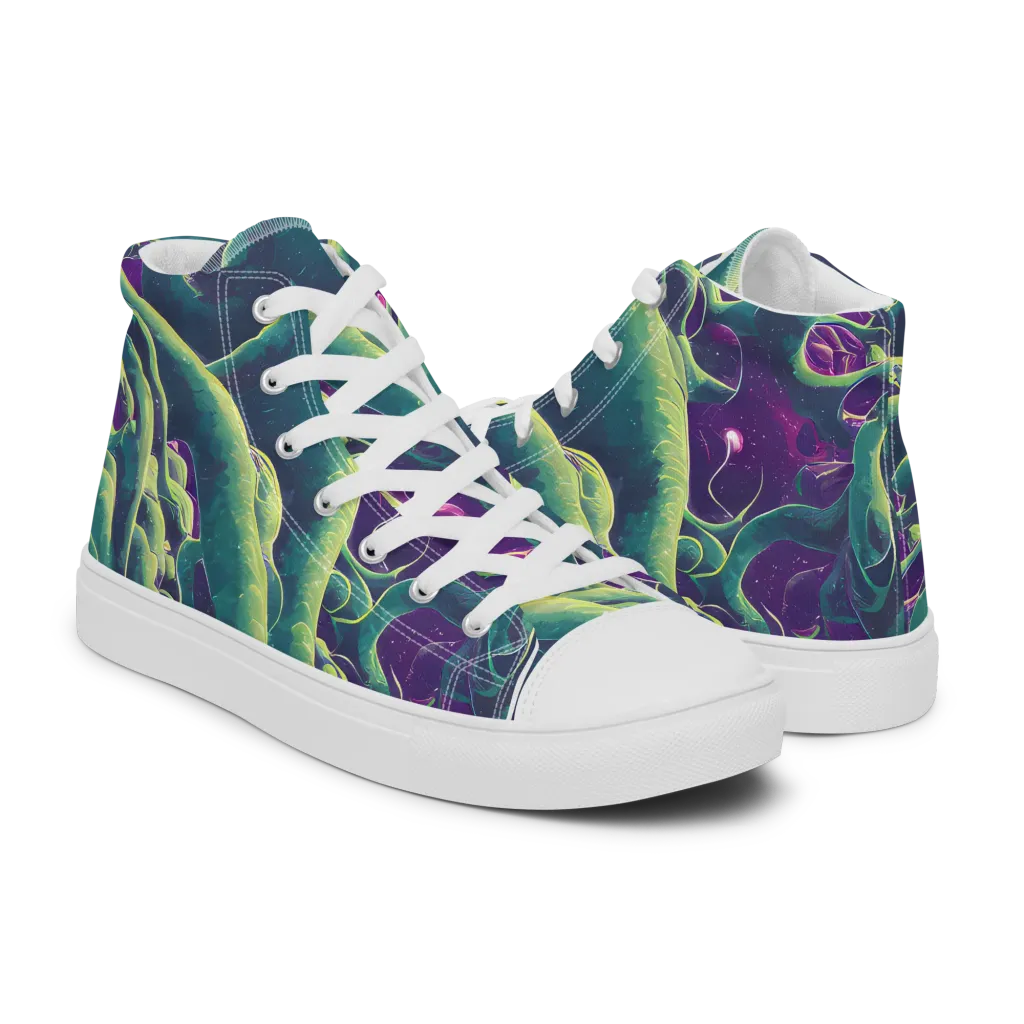 Viridian Flux on Women's High Top Canvas Shoes — Right
