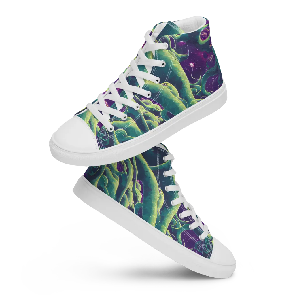 Viridian Flux on Women's High Top Canvas Shoes — Front