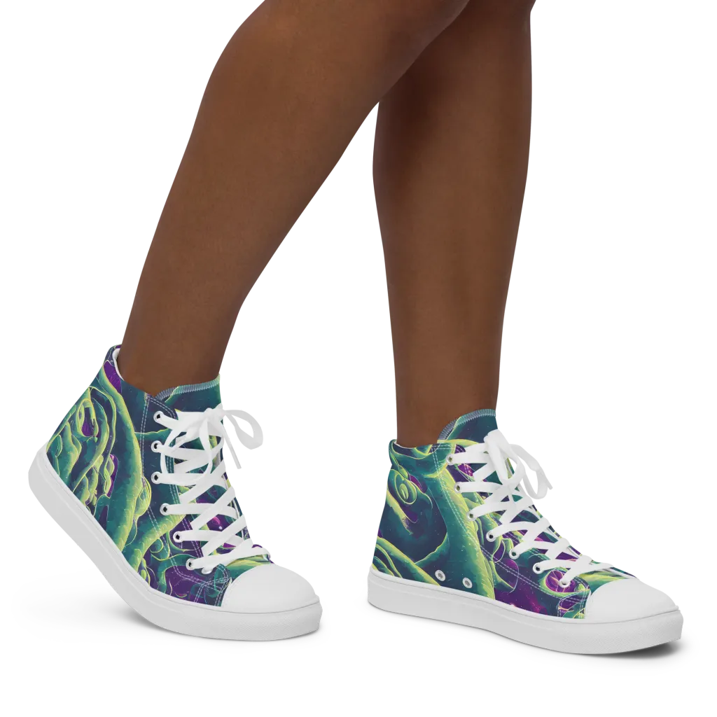 Viridian Flux on Women's High Top Canvas Shoes — Right