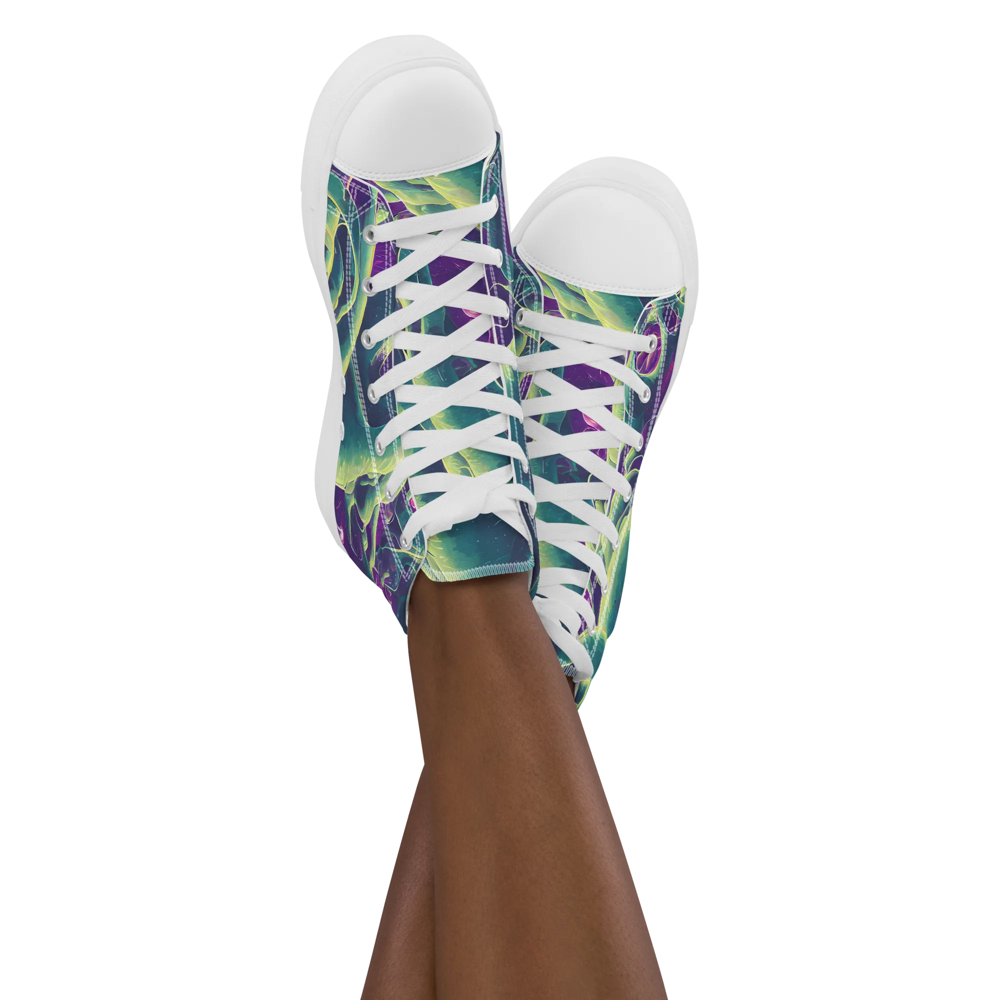Viridian Flux on Women's High Top Canvas Shoes — Front