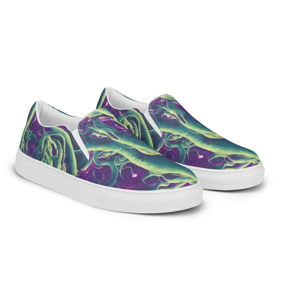 Viridian Flux on Men's Slip-On Canvas Shoes — Right Front