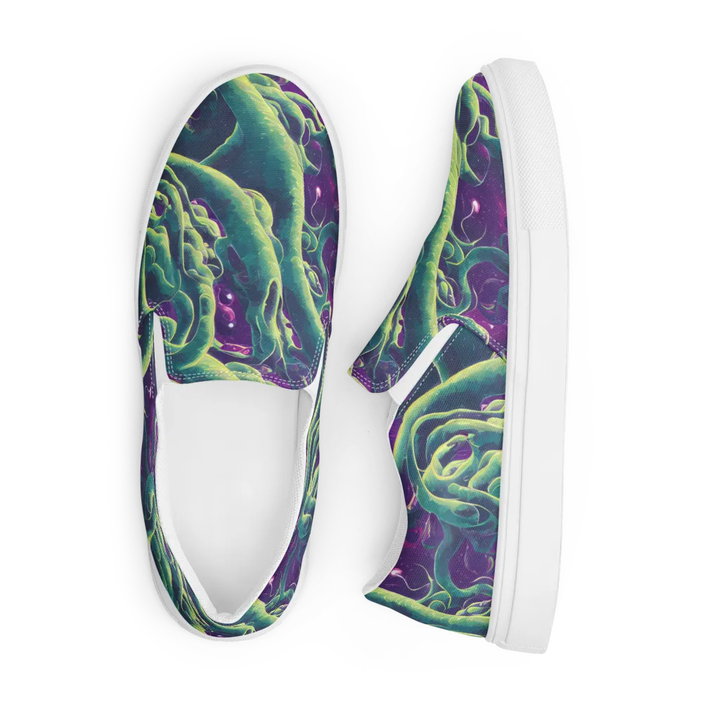 Viridian Flux on Men's Slip-On Canvas Shoes — Front