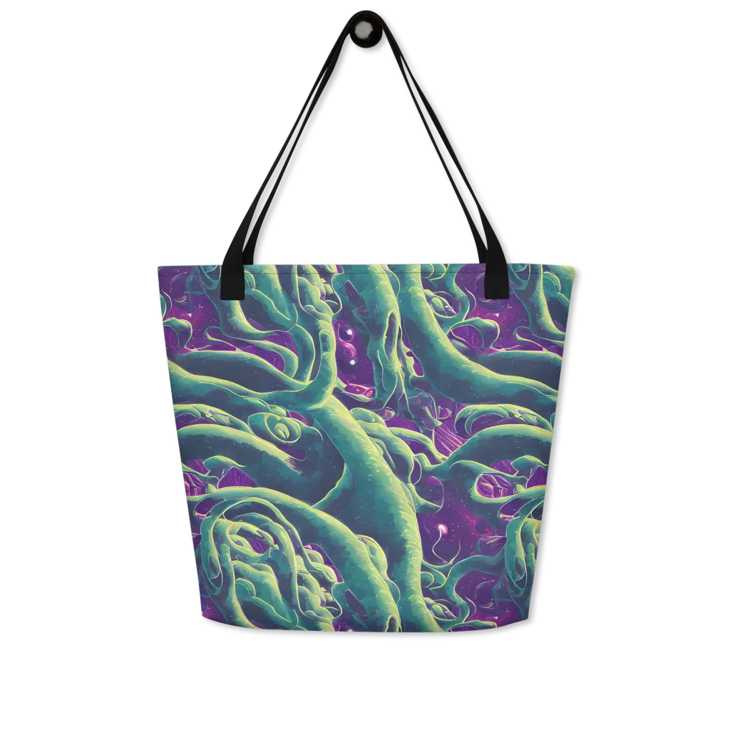 Viridian Flux on Large Tote Bag W/ Pocket — Front