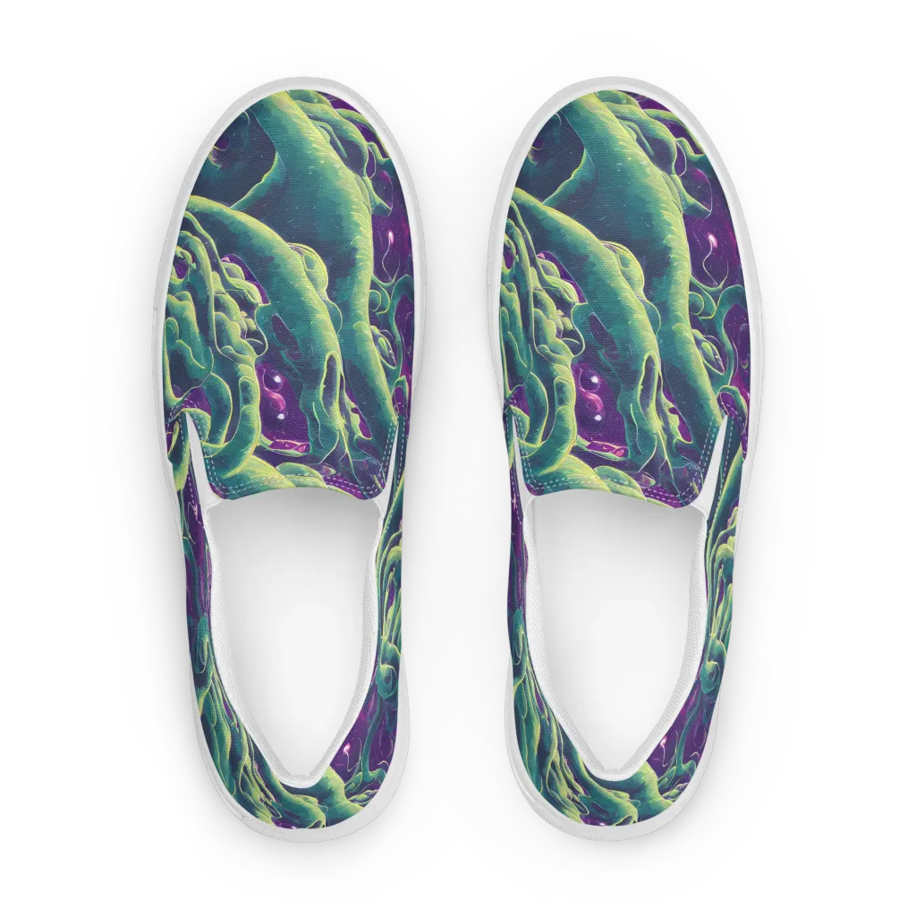 Viridian Flux on Women's Slip-On Canvas Shoes — Front