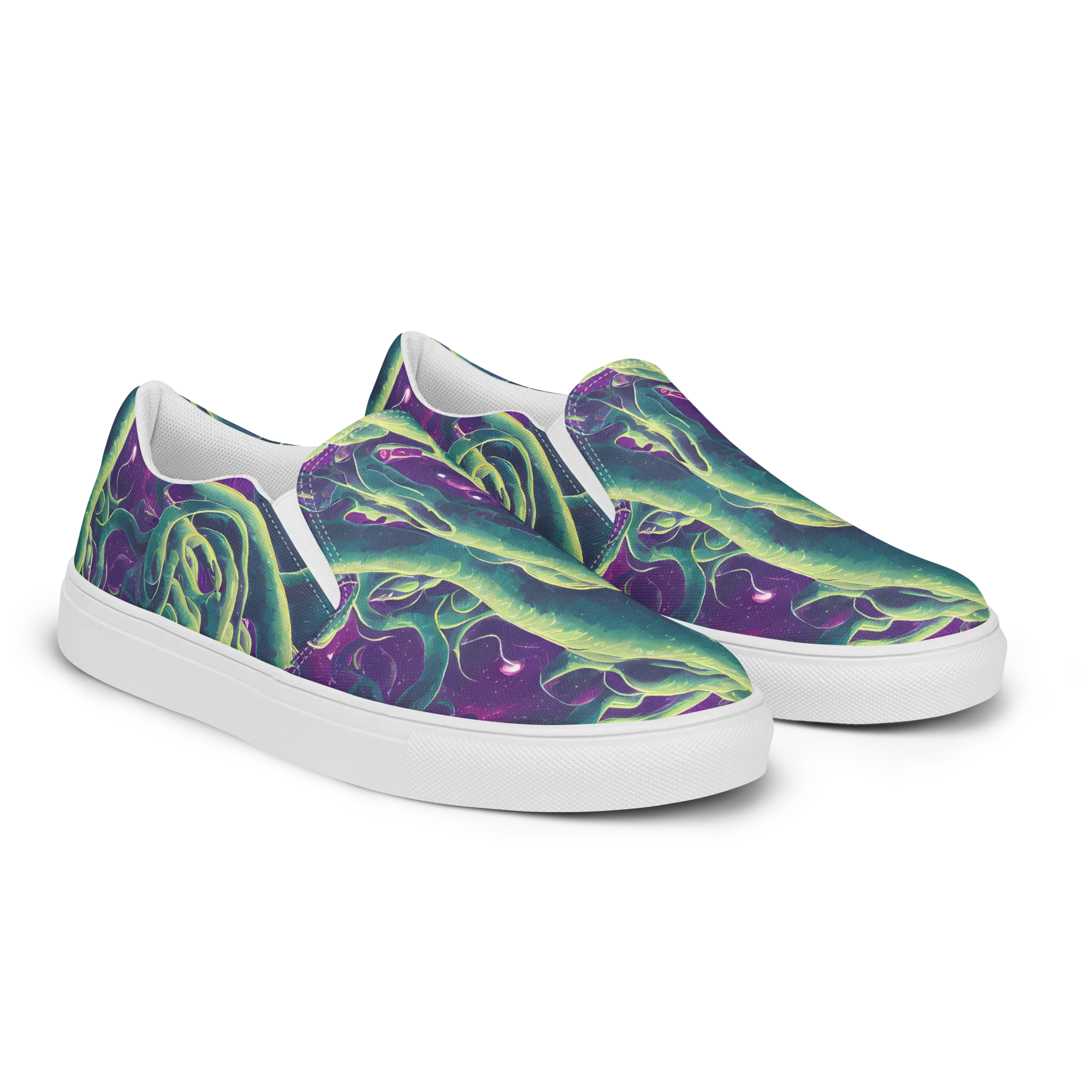 Viridian Flux on Women's Slip-On Canvas Shoes — Right Front