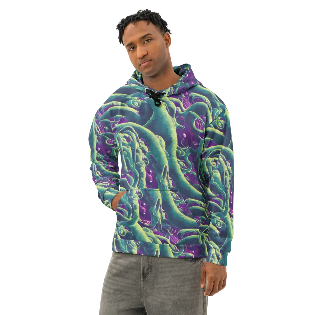 Viridian Flux on Cotton Hoodie — Left Front