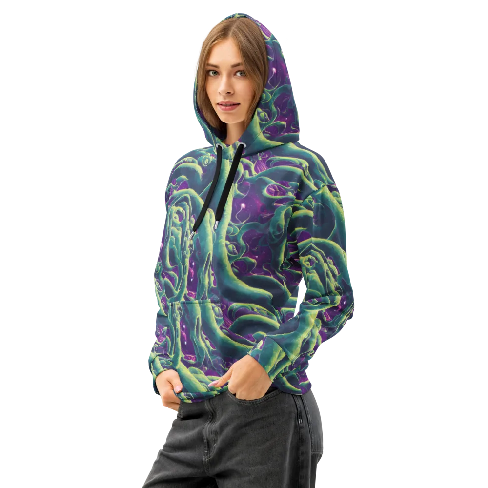 Viridian Flux on Cotton Hoodie — Left Front