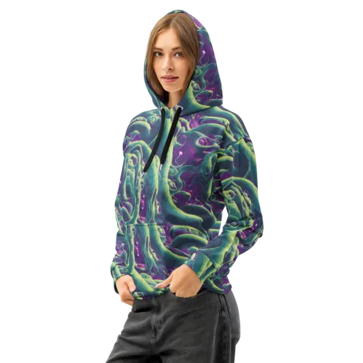Viridian Flux on a Cotton Hoodie