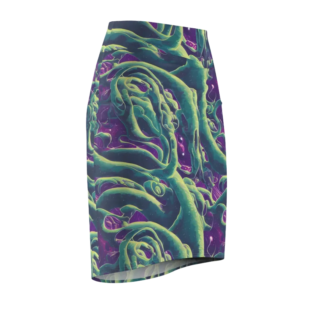 Viridian Flux on Pencil Skirt — Front Side