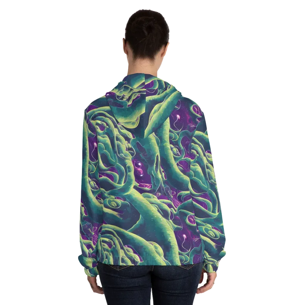 Viridian Flux on Women's Full-Zip Hoodie — Back On Person
