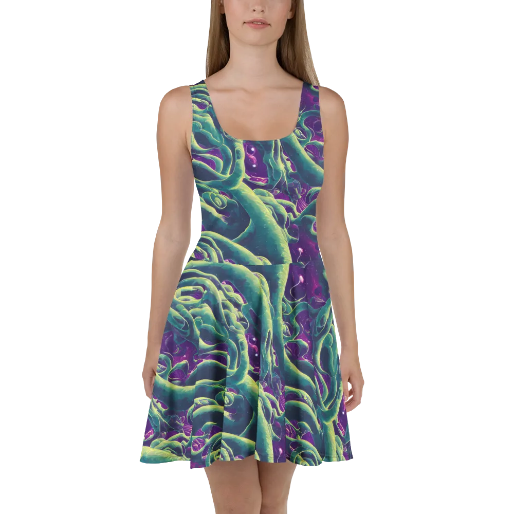 Viridian Flux on Skater Dress — Front