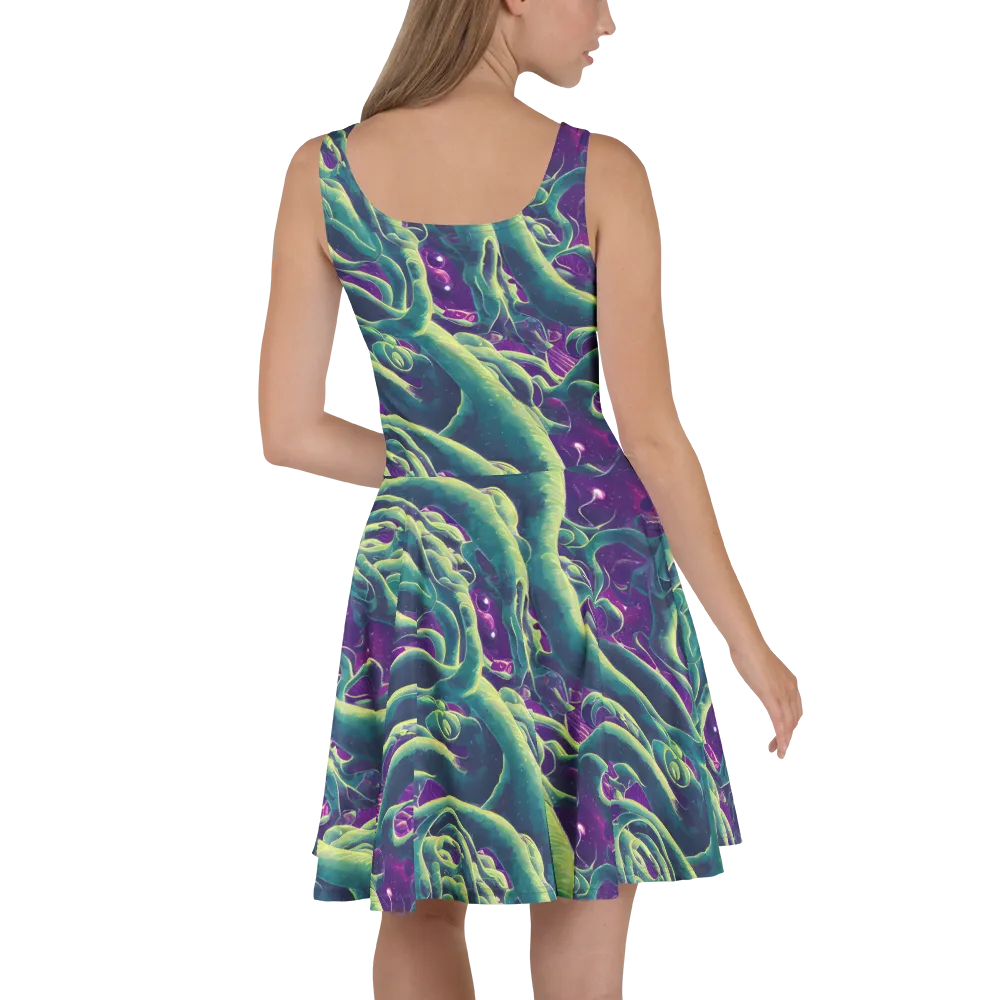 Viridian Flux on Skater Dress — Back