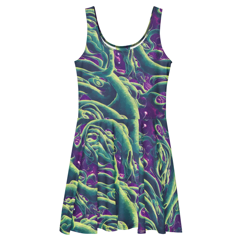 Viridian Flux on Skater Dress — Front