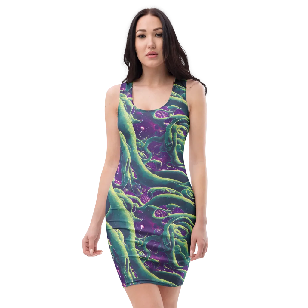 Viridian Flux on Bodycon Dress — Front