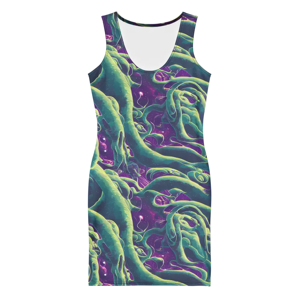 Viridian Flux on Bodycon Dress — Front