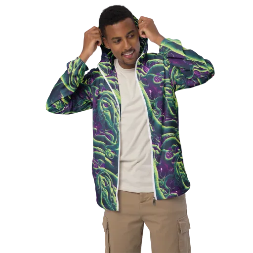 Viridian Flux on a Men's Windbreaker