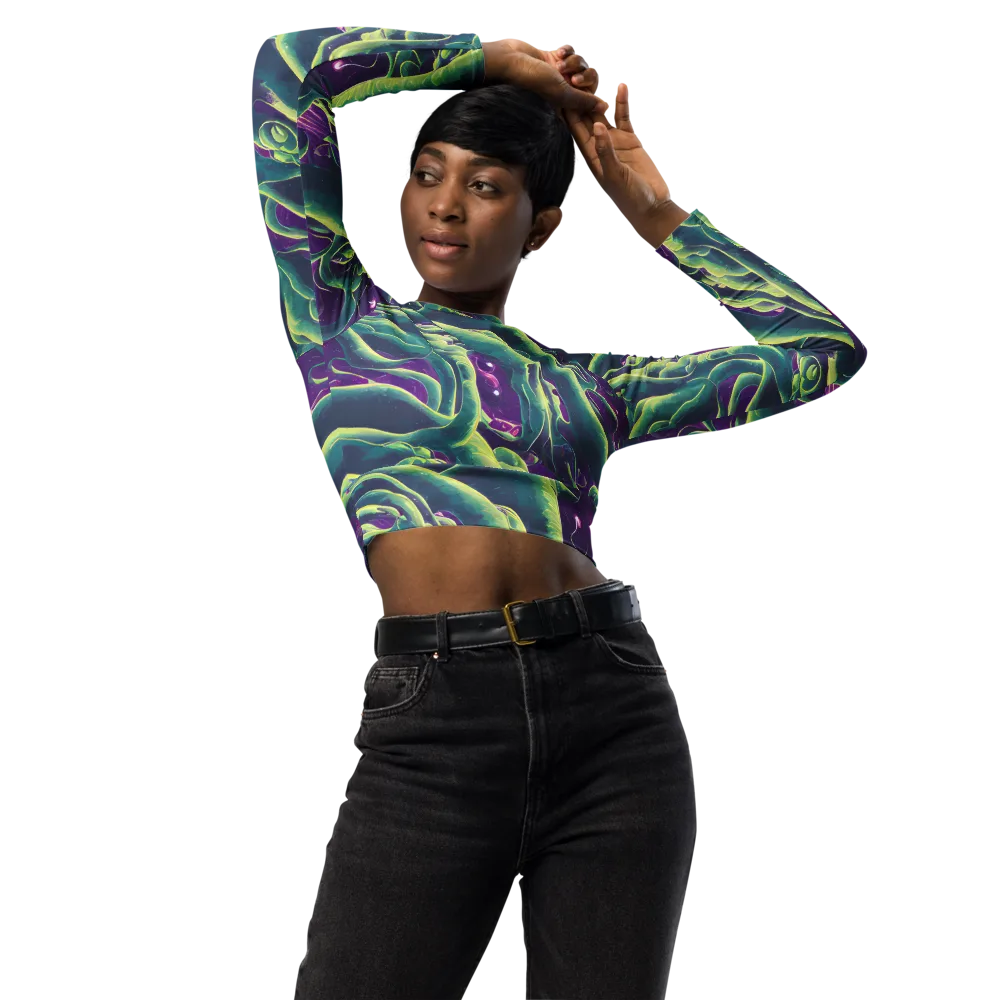 Viridian Flux on Long Sleeve Crop Top — Front