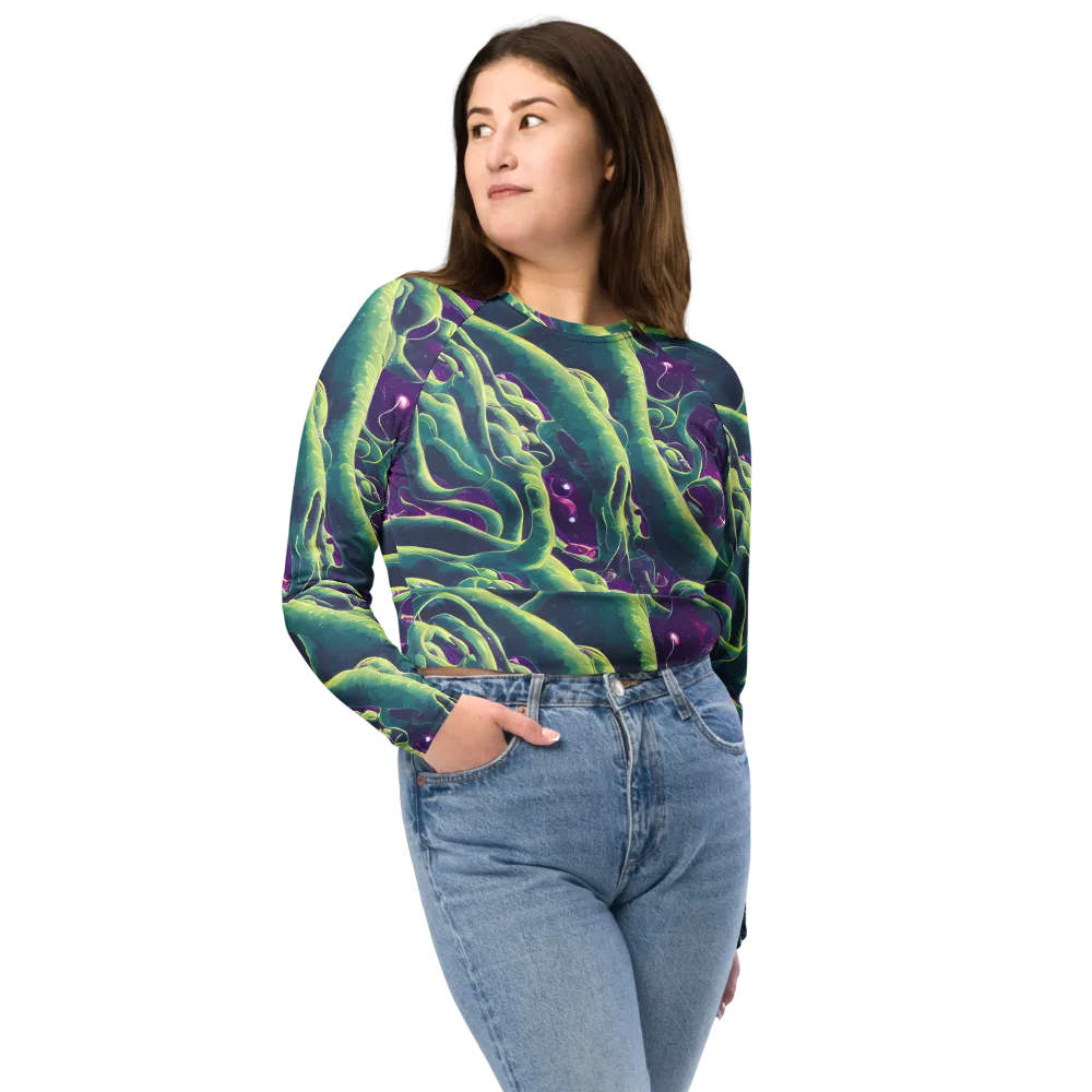 Viridian Flux on Long Sleeve Crop Top — Front