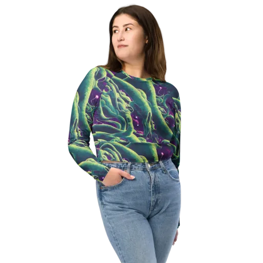 Viridian Flux on a Long Sleeve Crop Top