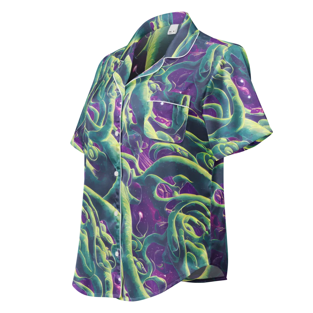 Viridian Flux on Women's Short Sleeve Pajama Top — Left Front