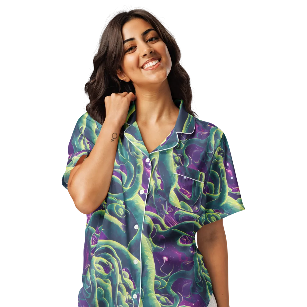 Viridian Flux on Women's Short Sleeve Pajama Top — Front