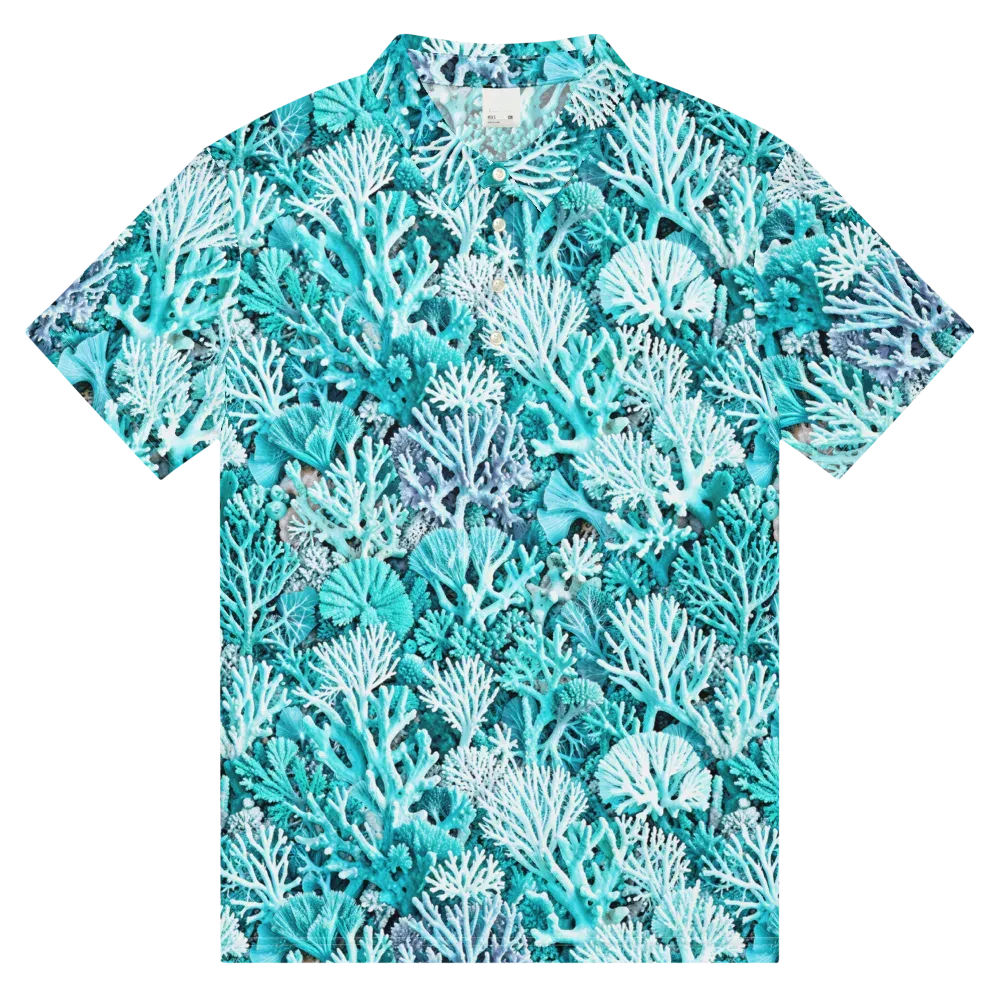 Aqua Coral Garden on Men's Slim Fit Polo Shirt — Front