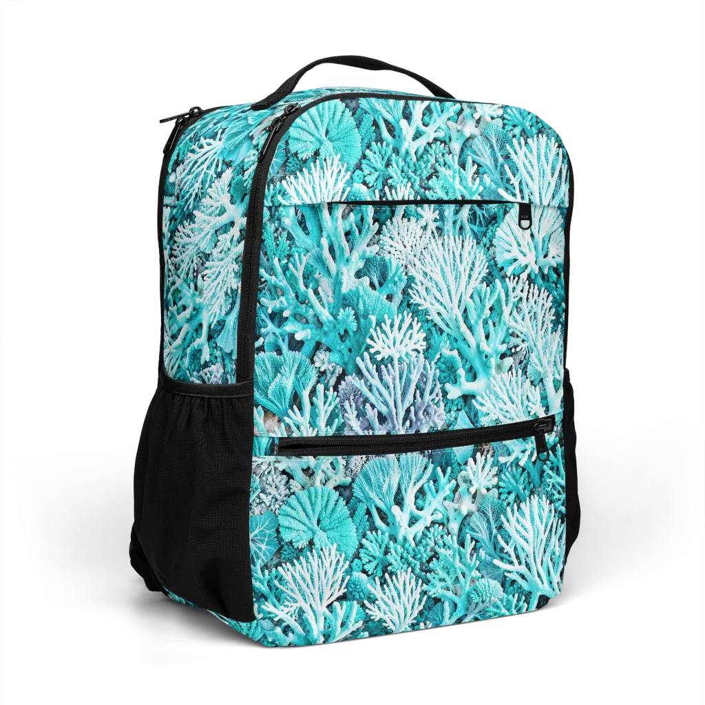 Aqua Coral Garden on Utility Backpack — Right Front