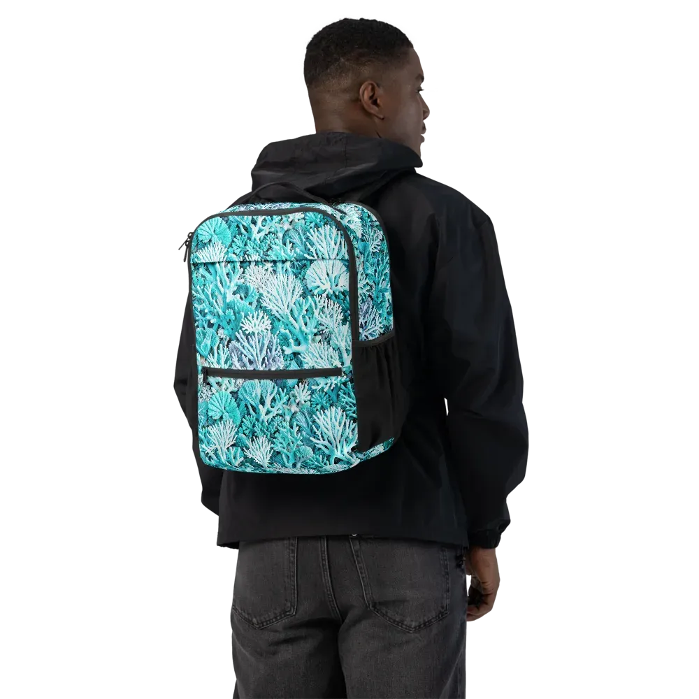 Aqua Coral Garden on Utility Backpack — Back