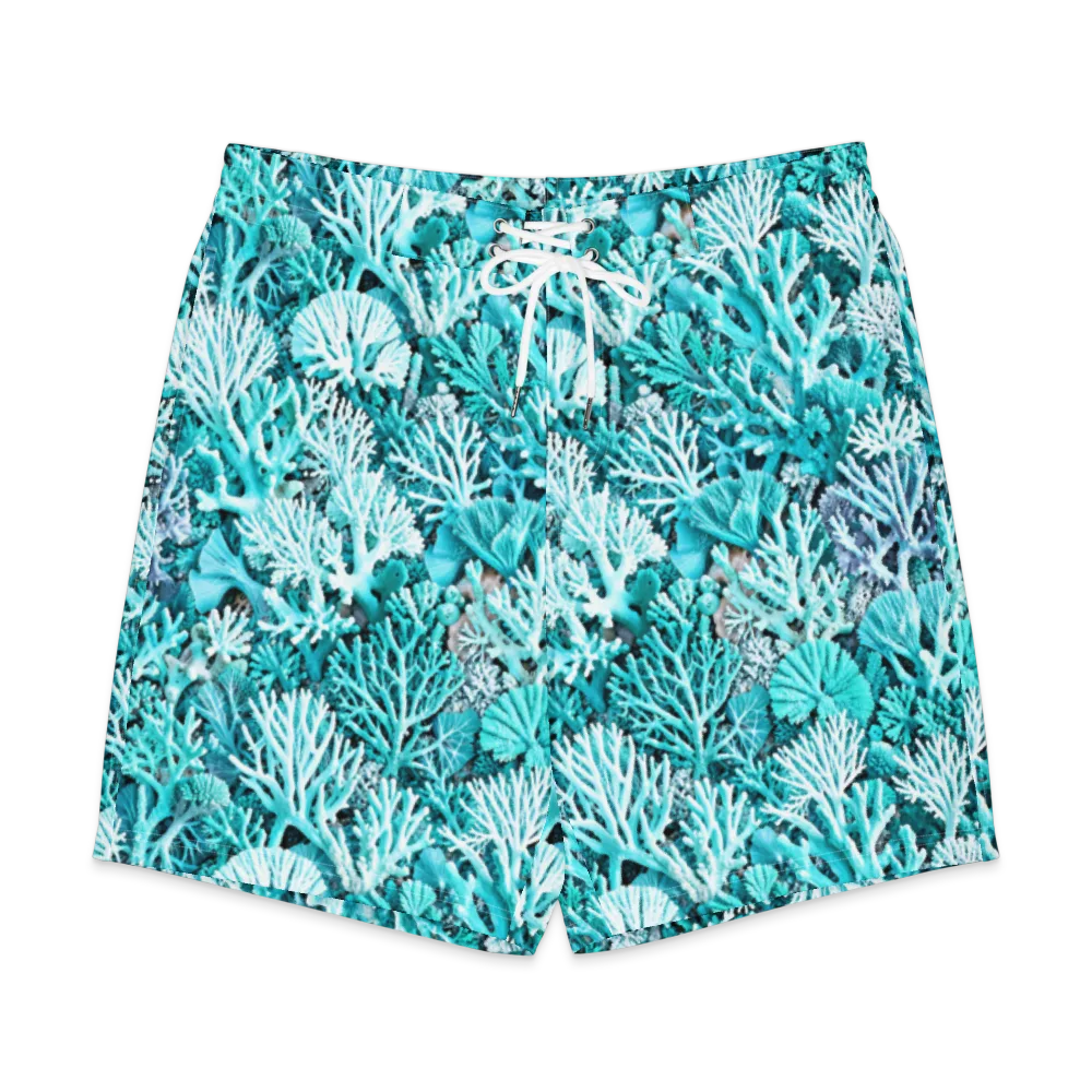Aqua Coral Garden on Men's Board Shorts — Front