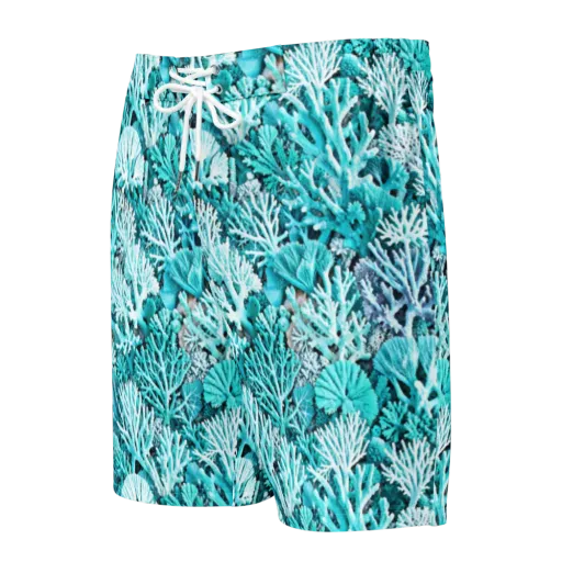 Aqua Coral Garden on a Men's Board Shorts