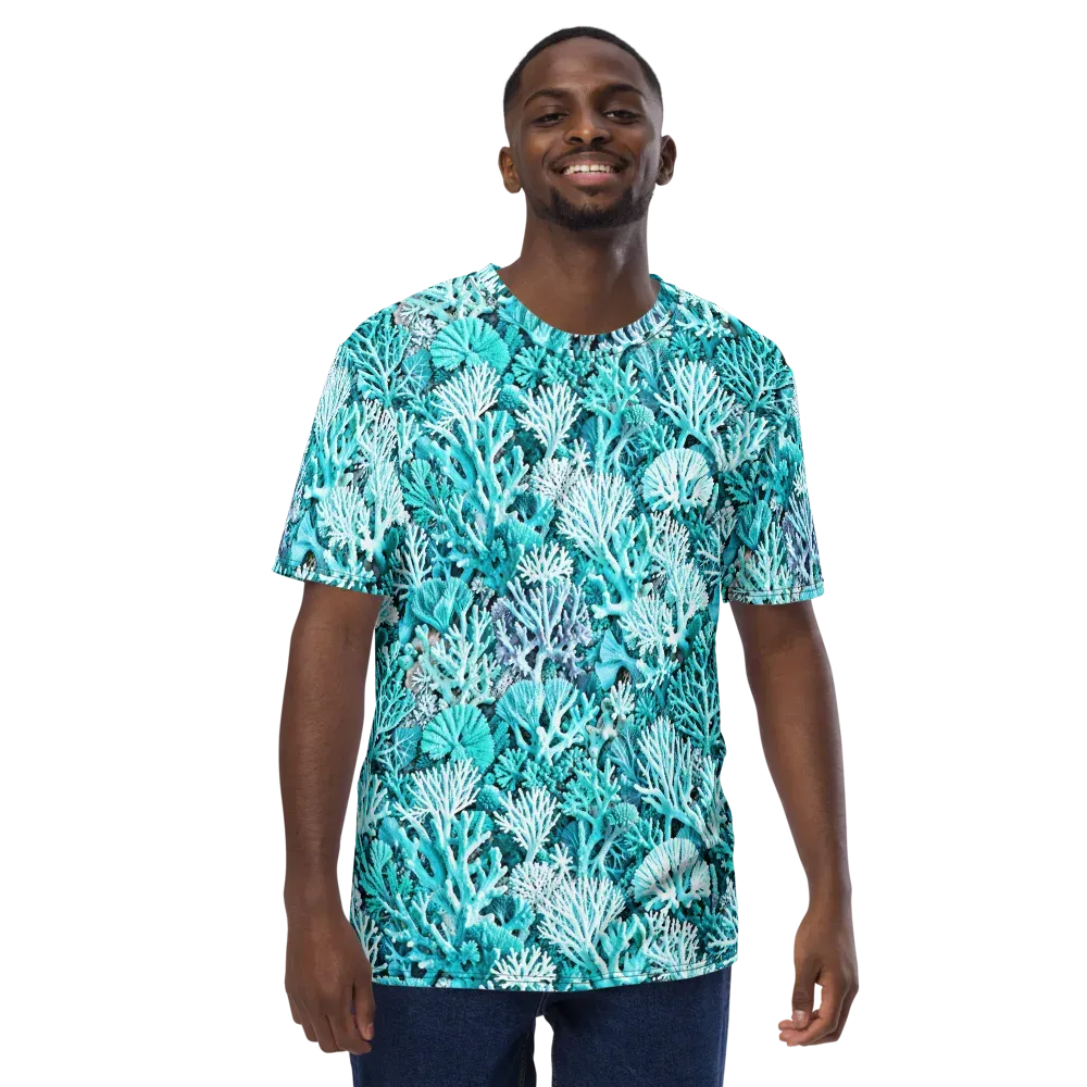 Aqua Coral Garden on Men's Crew Neck T-Shirt — Front