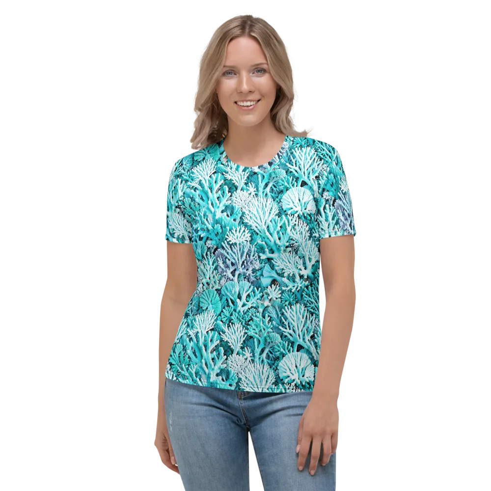 Aqua Coral Garden on Women's Crew Neck T-Shirt — Front