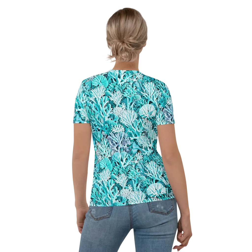 Aqua Coral Garden on Women's Crew Neck T-Shirt — Back