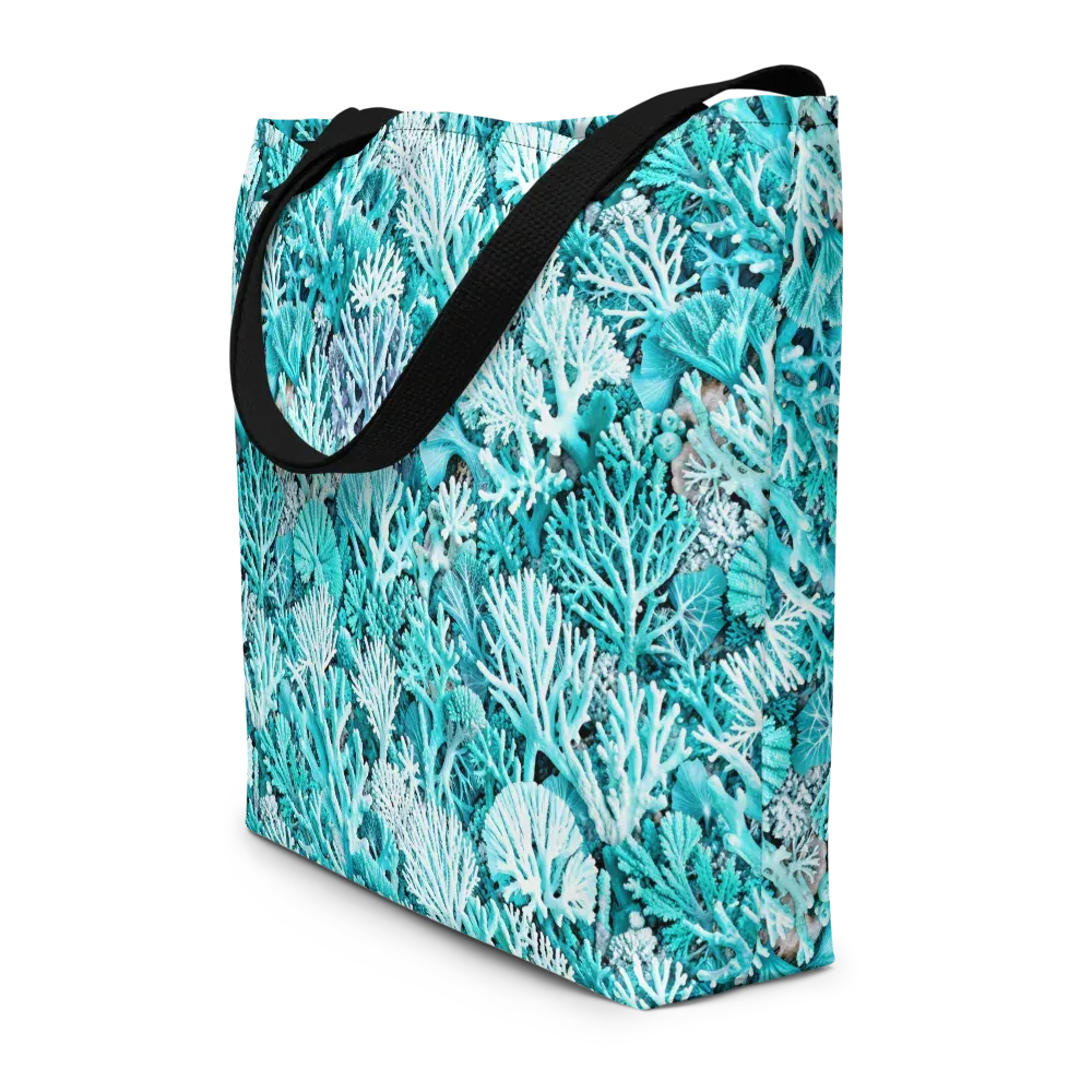 Aqua Coral Garden on Large Tote Bag W/ Pocket — Front