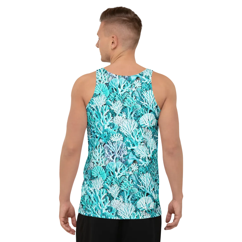 Aqua Coral Garden on Men's Tank Top — Back