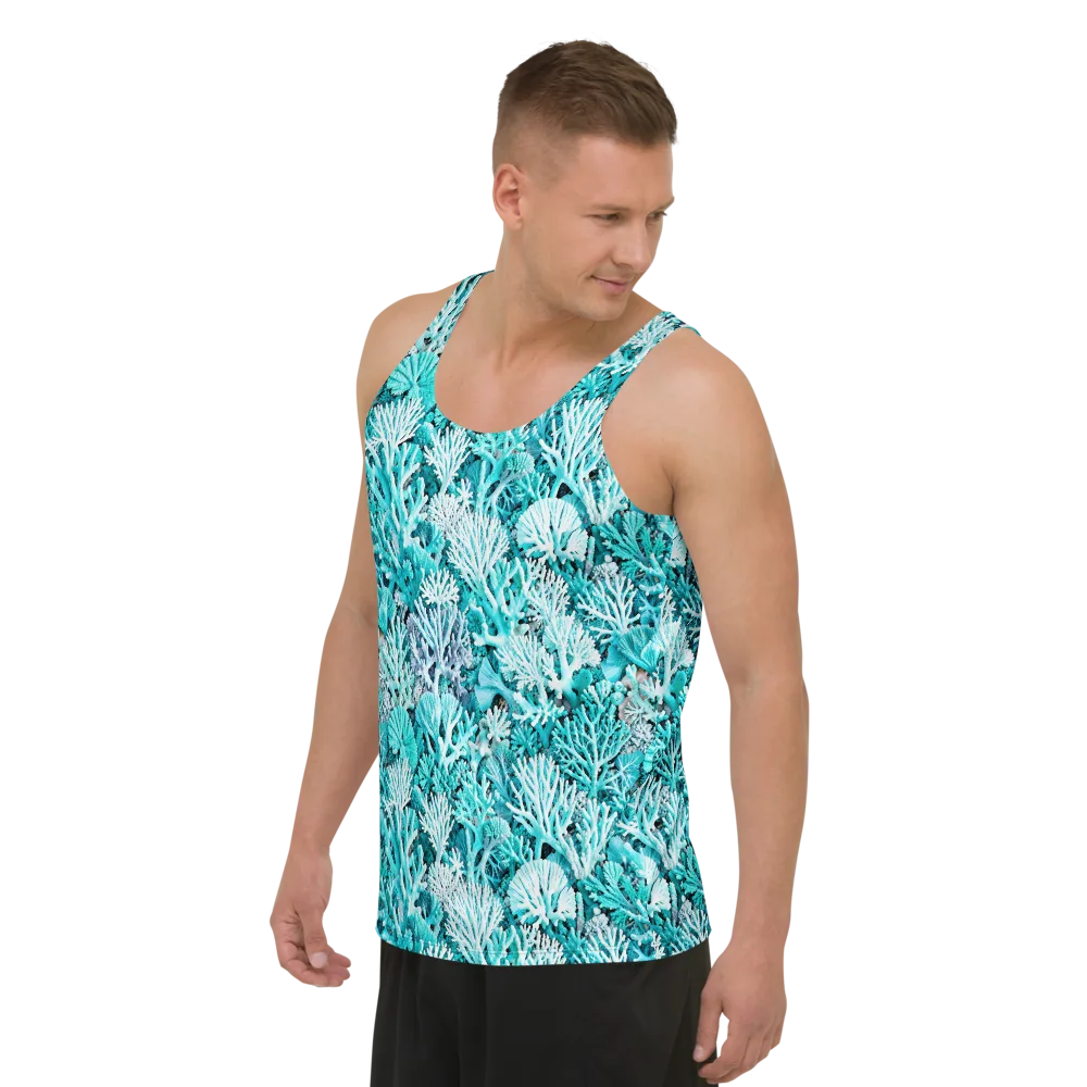 Aqua Coral Garden on Men's Tank Top — Left Front