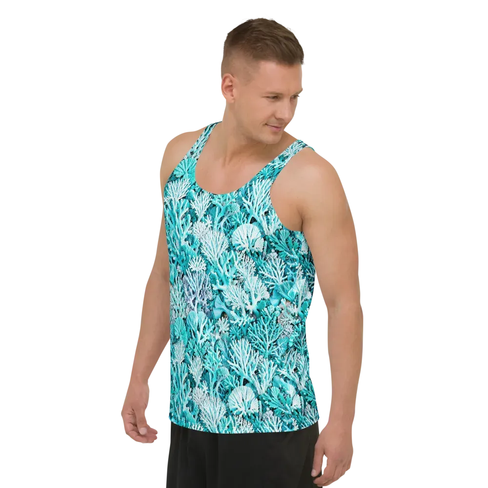 Aqua Coral Garden on Men's Tank Top — Left Front