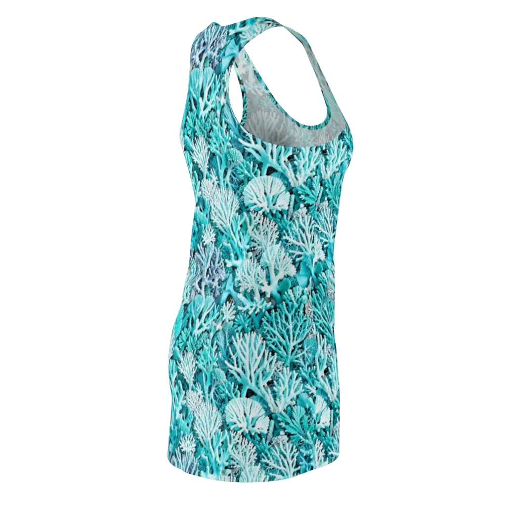 Aqua Coral Garden on Racerback Dress — Back Side