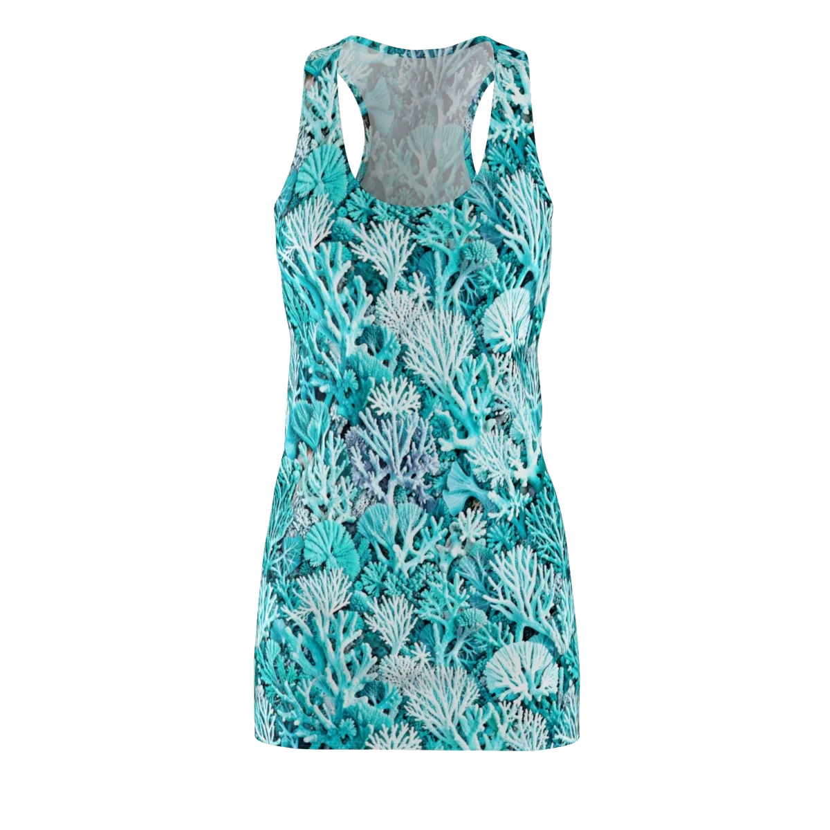 Aqua Coral Garden on Racerback Dress — Front