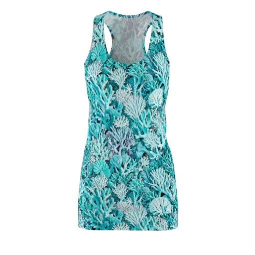 Aqua Coral Garden on a Racerback Dress