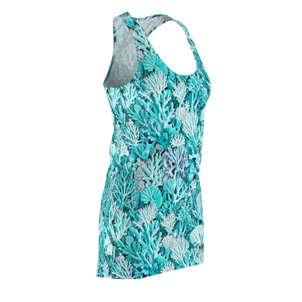 Aqua Coral Garden on Racerback Dress — Front Side