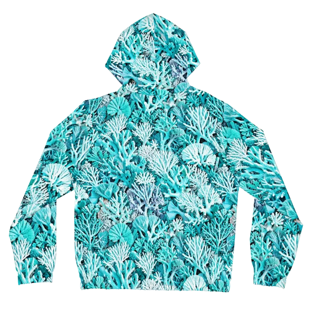 Aqua Coral Garden on Women's Full-Zip Hoodie — Back