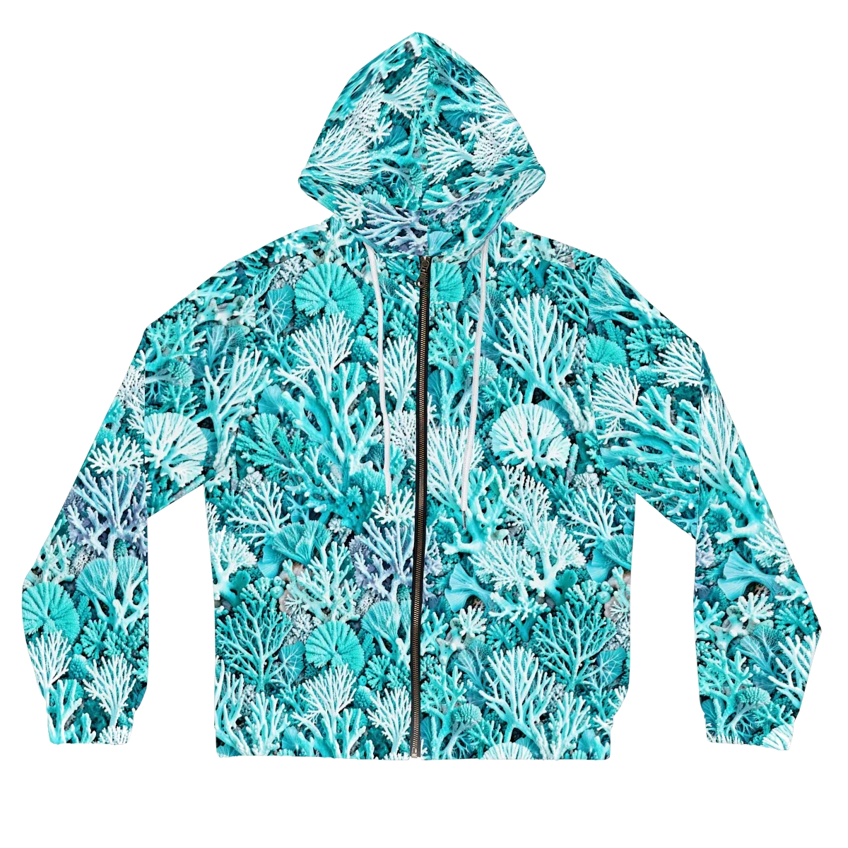Aqua Coral Garden on Women's Full-Zip Hoodie — Front