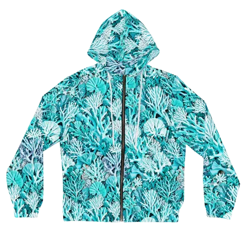 Aqua Coral Garden on a Women's Full-Zip Hoodie